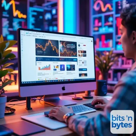 Projektant stron internetowych przed ekranem komputera Macintosh